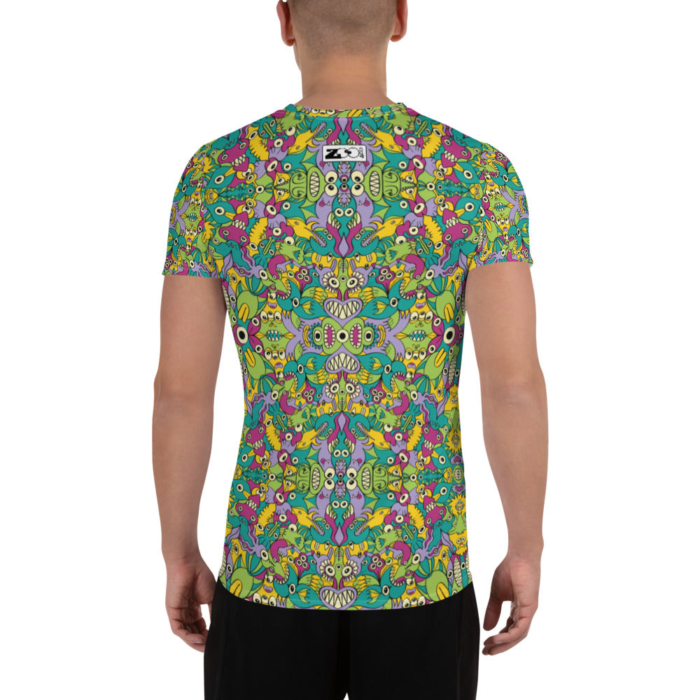 It's life but not as we know it pattern design All-Over Print Men's Athletic T-shirt. Back view