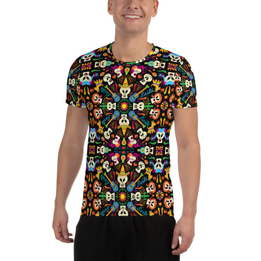 Day of the dead Mexican holiday All-Over Print Men's Athletic T-shirt. Front view