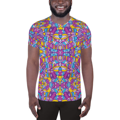 Doodle art compulsion is out of control All-Over Print Men's Athletic T-shirt. Front view