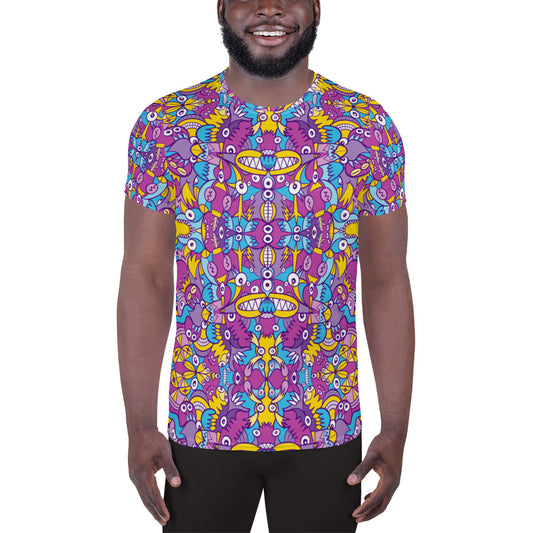 Doodle art compulsion is out of control All-Over Print Men's Athletic T-shirt. Front view