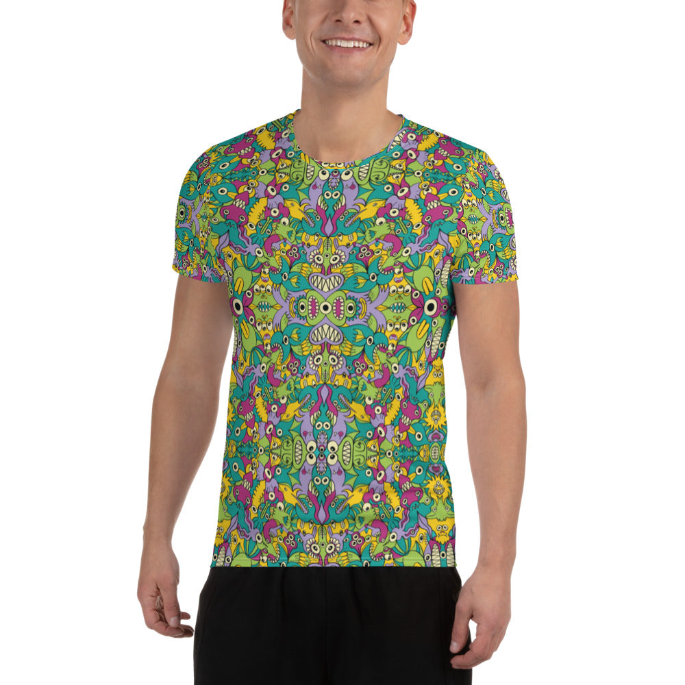It's life but not as we know it pattern design All-Over Print Men's Athletic T-shirt. Front view
