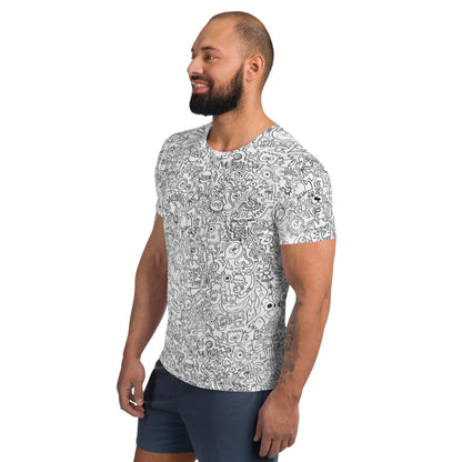 Impossible to stop doodling All-Over Print Men's Athletic T-shirt. Side view