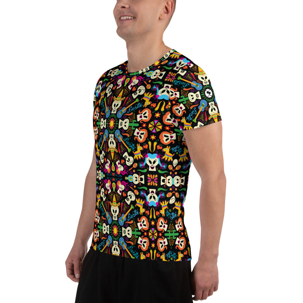 Day of the dead Mexican holiday All-Over Print Men's Athletic T-shirt. Side view