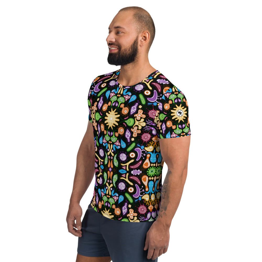 Don't be afraid of microorganisms All-Over Print Men's Athletic T-shirt. Left side view
