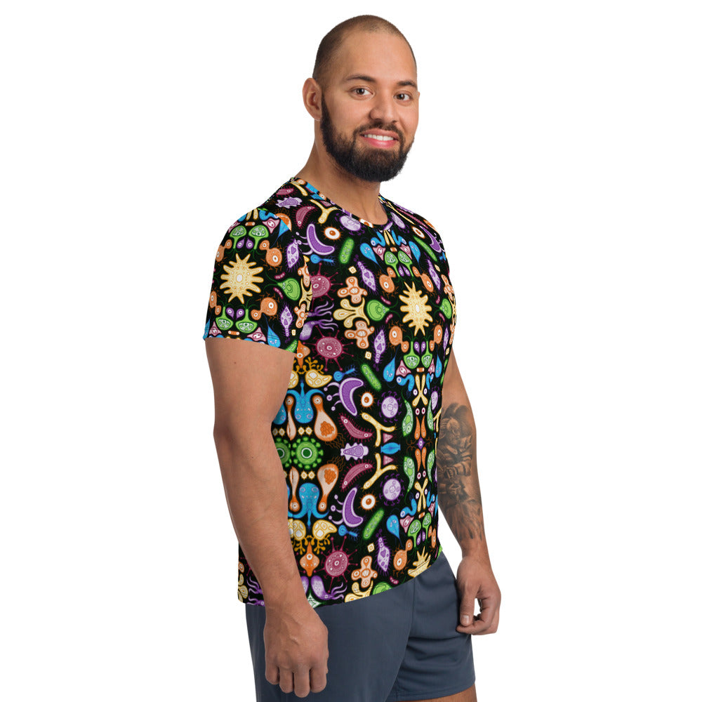 Don't be afraid of microorganisms All-Over Print Men's Athletic T-shirt. Right side view