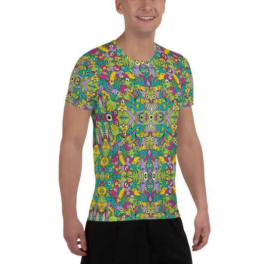 It's life but not as we know it pattern design All-Over Print Men's Athletic T-shirt. Front right view