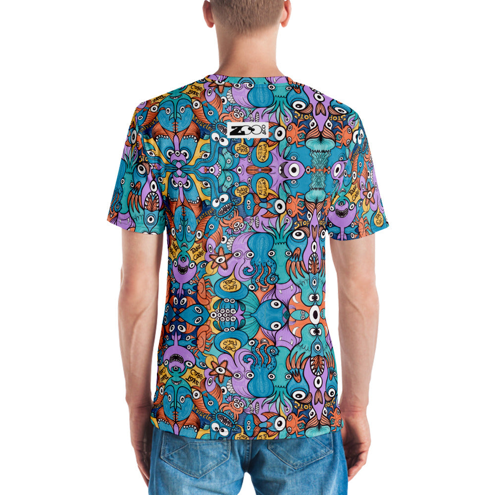 Wake up, time to take care of our sea Men's T-shirt. Back view