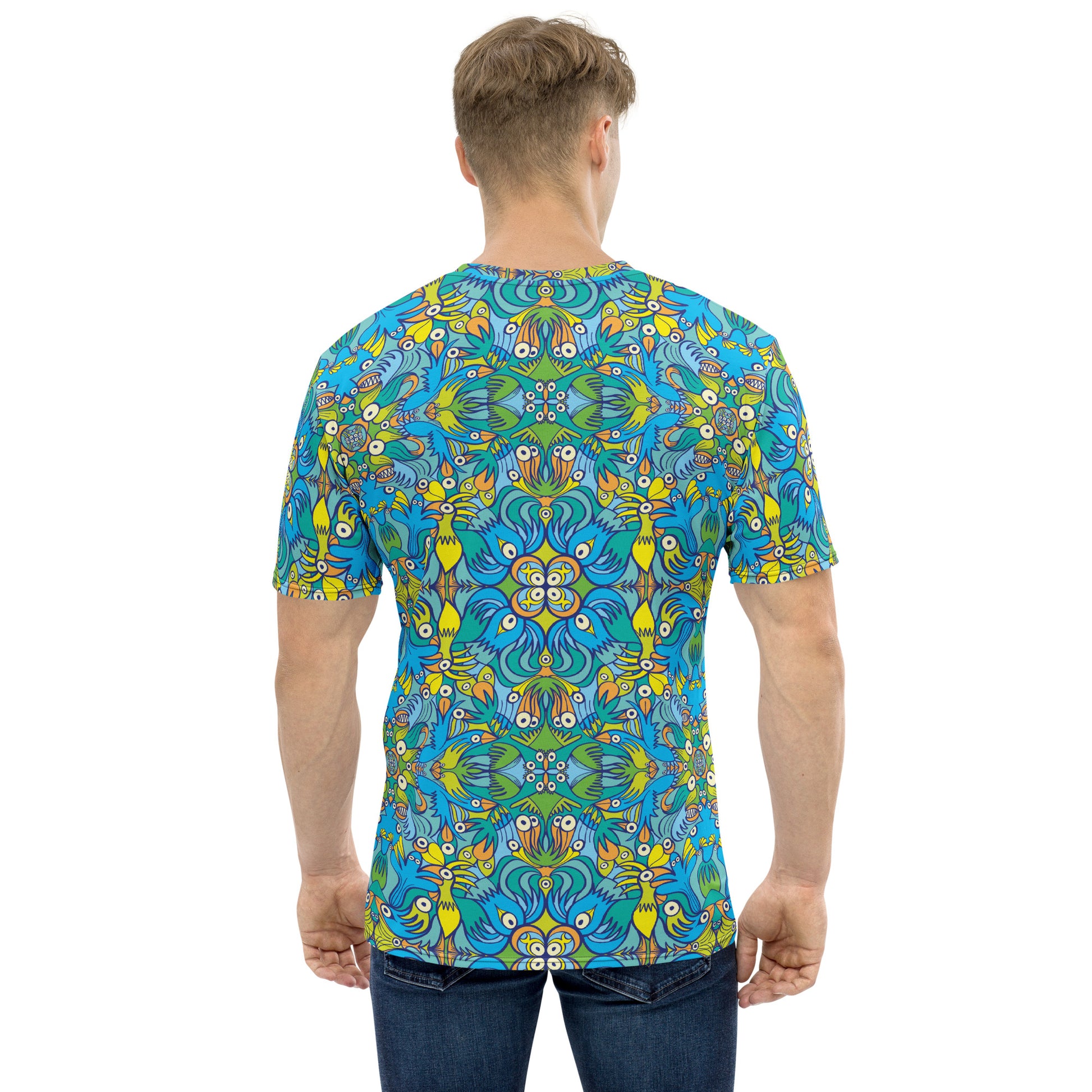 Exotic birds tropical pattern Men's T-shirt. Back view