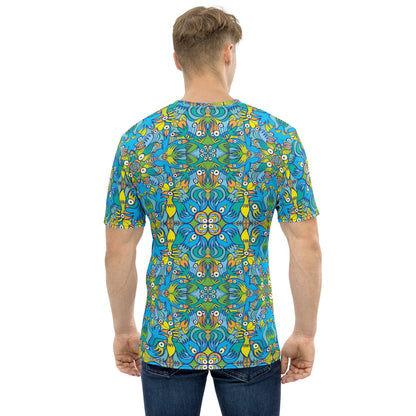 Exotic birds tropical pattern Men's T-shirt. Back view
