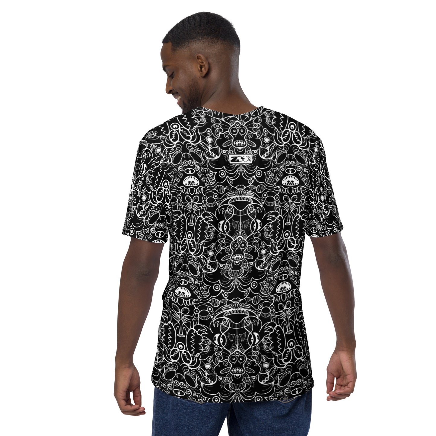 The powerful dark side of the Doodle world Men's All over print t-shirt. Back view