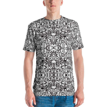 Brush style doodle critters Men's T-shirt-All-over print T-Shirts