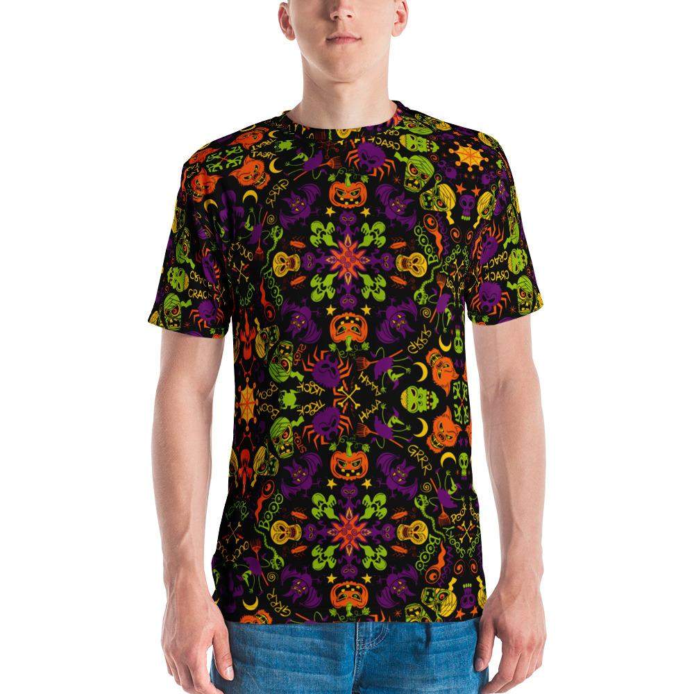 All Halloween stars in a creepy pattern design Men's T-shirt-All-over print T-Shirts