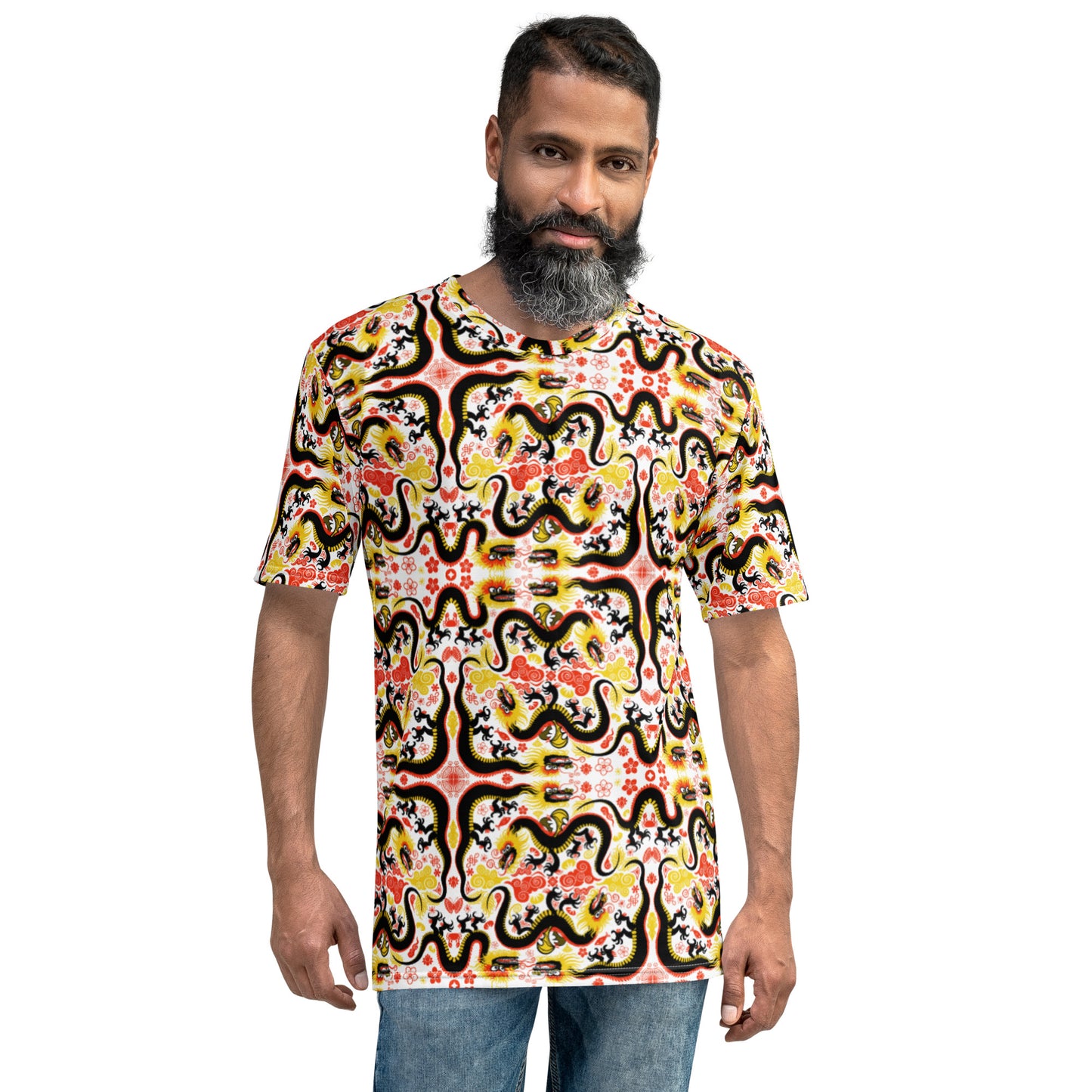 Legendary Chinese dragons pattern art Men's t-shirt. Front view