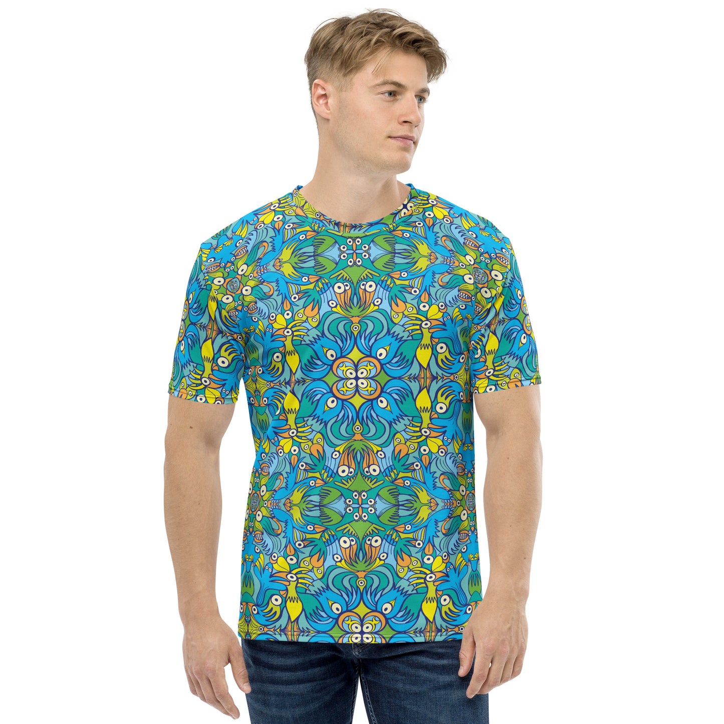 Exotic birds tropical pattern Men's T-shirt. Front view