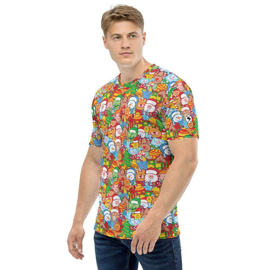 All Christmas stars in a pattern design Men's T-shirt-All-over print T-Shirts