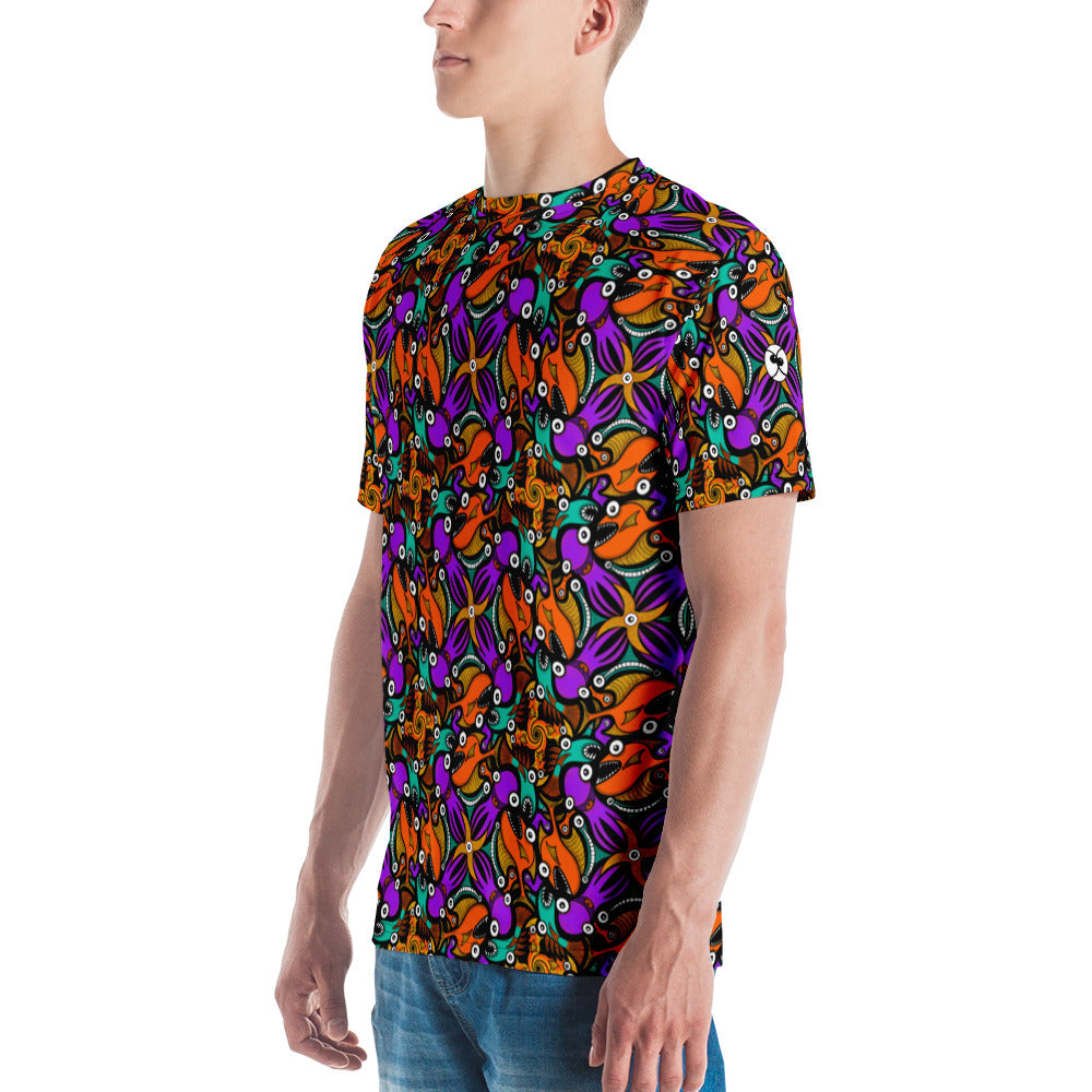 Mesmerizing creatures straight from the deep ocean Men's All-over print t-shirt. Sied view