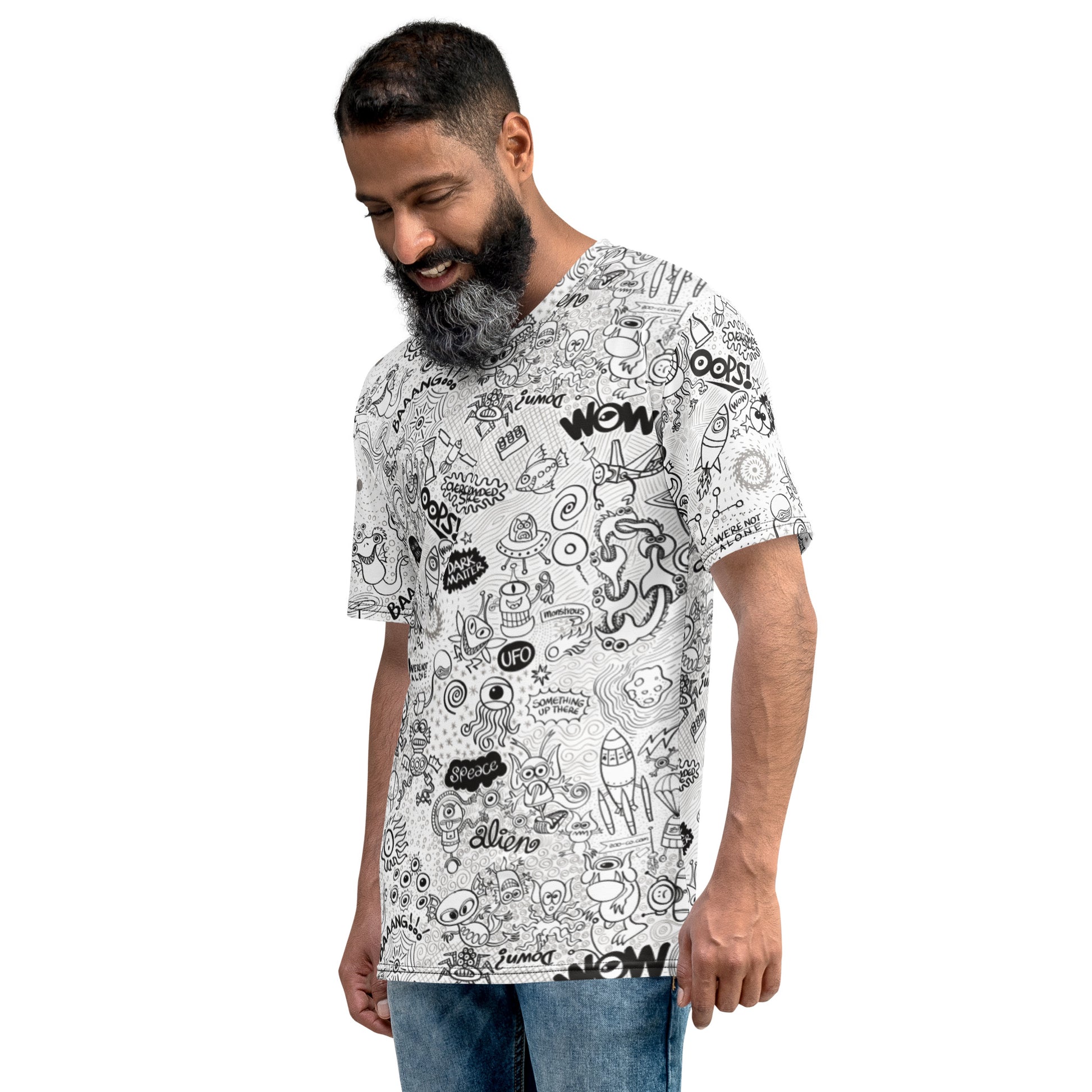 Celebrating the most comprehensive Doodle Art of the Universe ever created Men's t-shirt. Side view