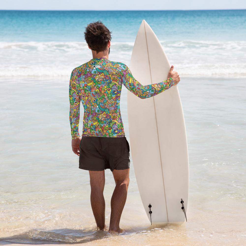 Cheerful crowd enjoying a lively carnival Men's Rash Guard-Rash guards