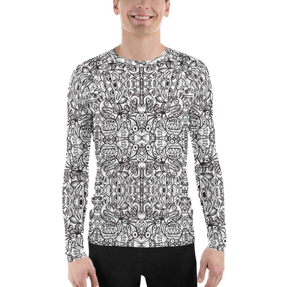 Brush style doodle critters Men's Rash Guard-Rash guards