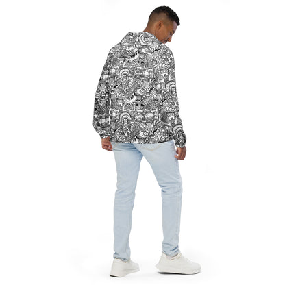 Fill your world with cool doodles Men’s windbreaker. Back view