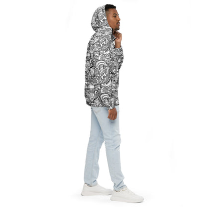 Fill your world with cool doodles Men’s windbreaker. Side view