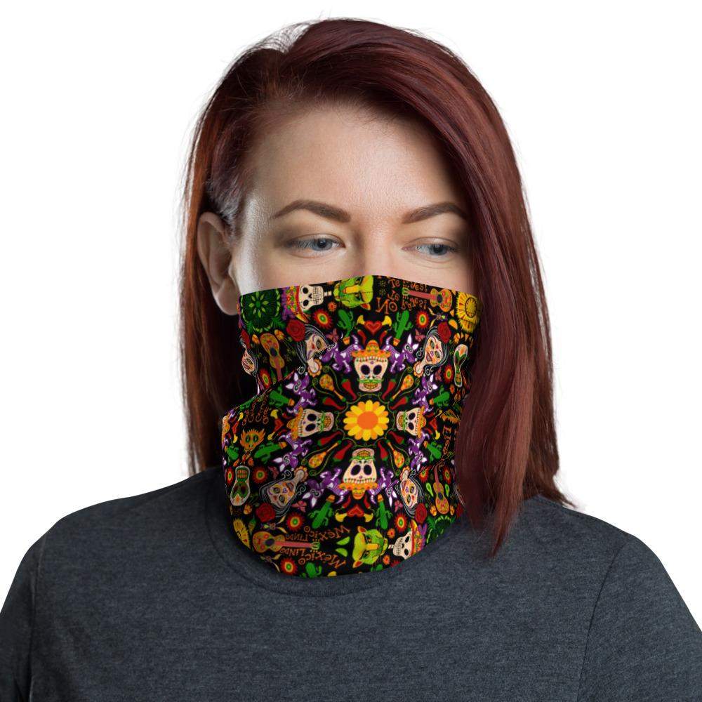Mexican skulls celebrating the Day of the dead Neck Gaiter-Neck gaiters