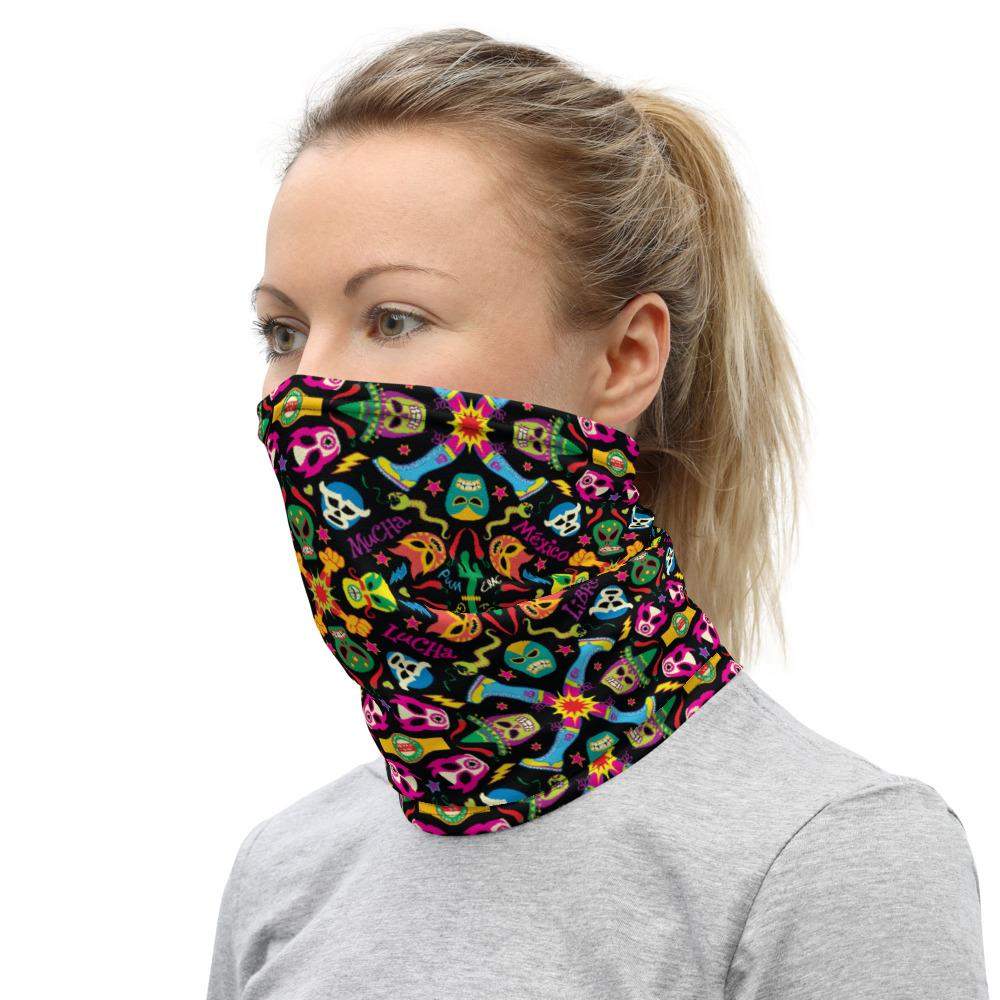Mexican wrestling colorful party Neck Gaiter-Neck gaiters