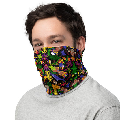 Smiling man wearing Neck Gaiter printed with Colombia, the charm of a magical country
