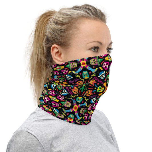 Mexican wrestling colorful party Neck Gaiter-Neck gaiters