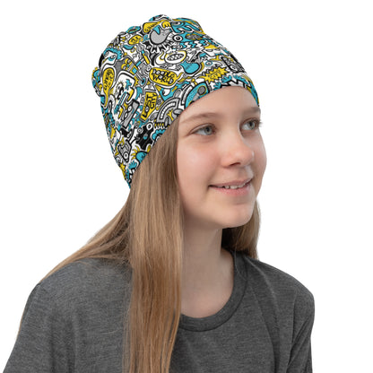 Discover a whole Doodle world buzzing in Lost city Neck Gaiter as Hat
