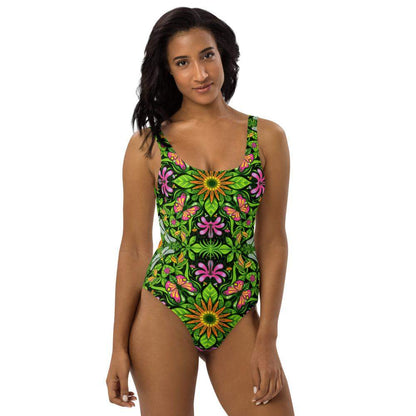 Magical garden full of flowers and insects One-Piece Swimsuit-One-Piece swimsuits