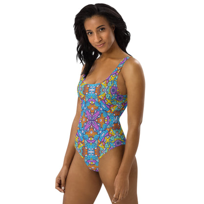 The ultimate sea beasts cast from the deep end of the ocean One-Piece Swimsuit. Side view