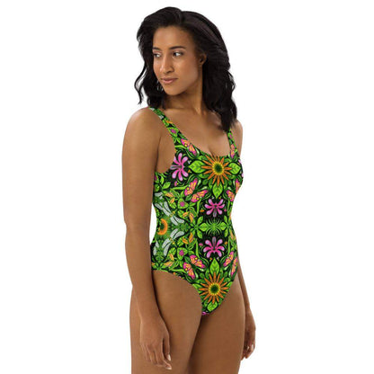Magical garden full of flowers and insects One-Piece Swimsuit-One-Piece swimsuits