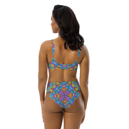 The ultimate sea beasts cast from the deep end of the ocean Recycled high-waisted bikini. Back view