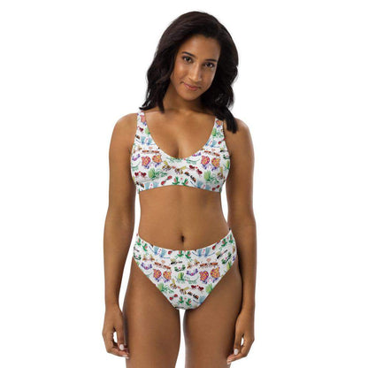 Cool insects madly in love Recycled high-waisted bikini-Recycled high-waisted bikinis