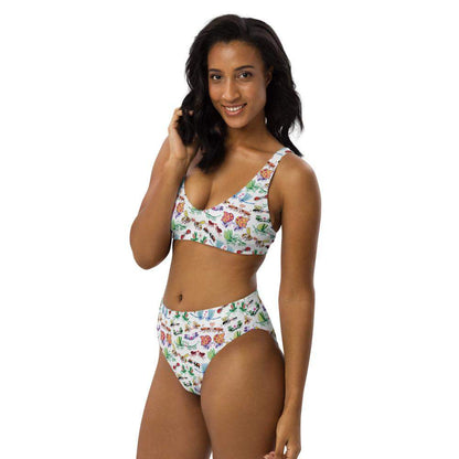 Cool insects madly in love Recycled high-waisted bikini-Recycled high-waisted bikinis