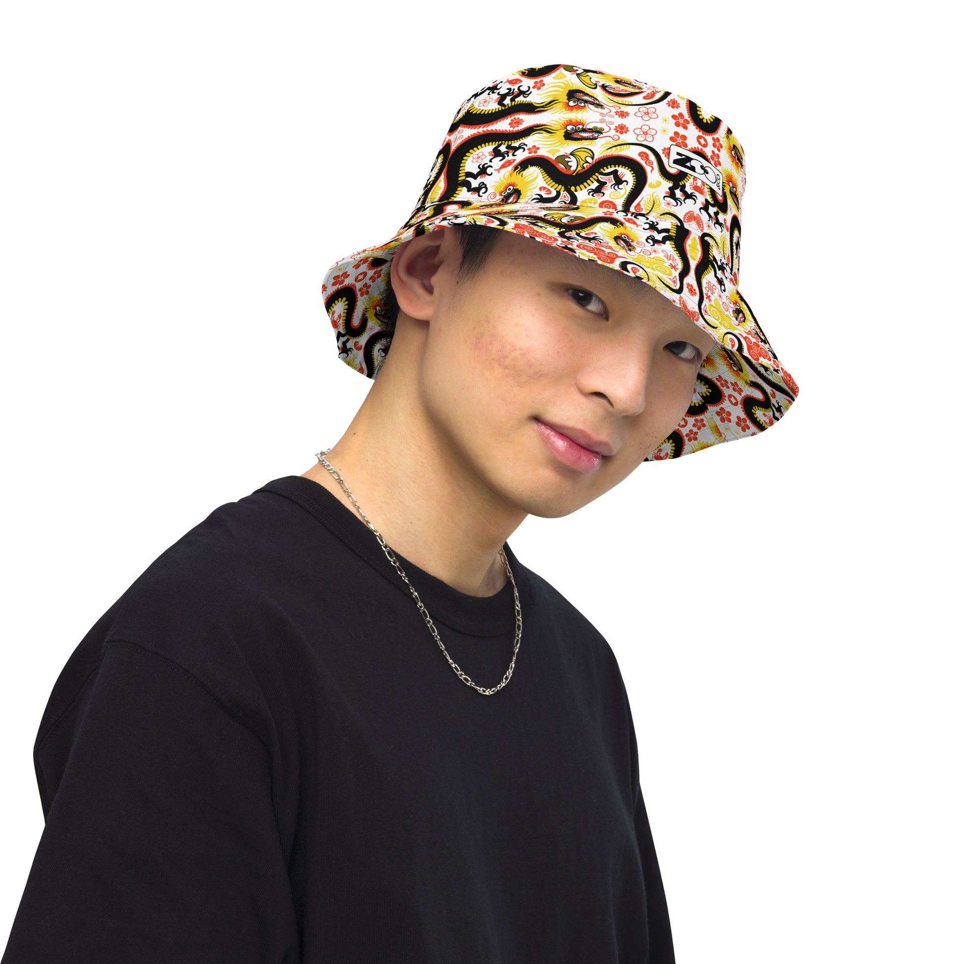 Legendary chinese dragons pattern art Reversible bucket hat by Zoo&co