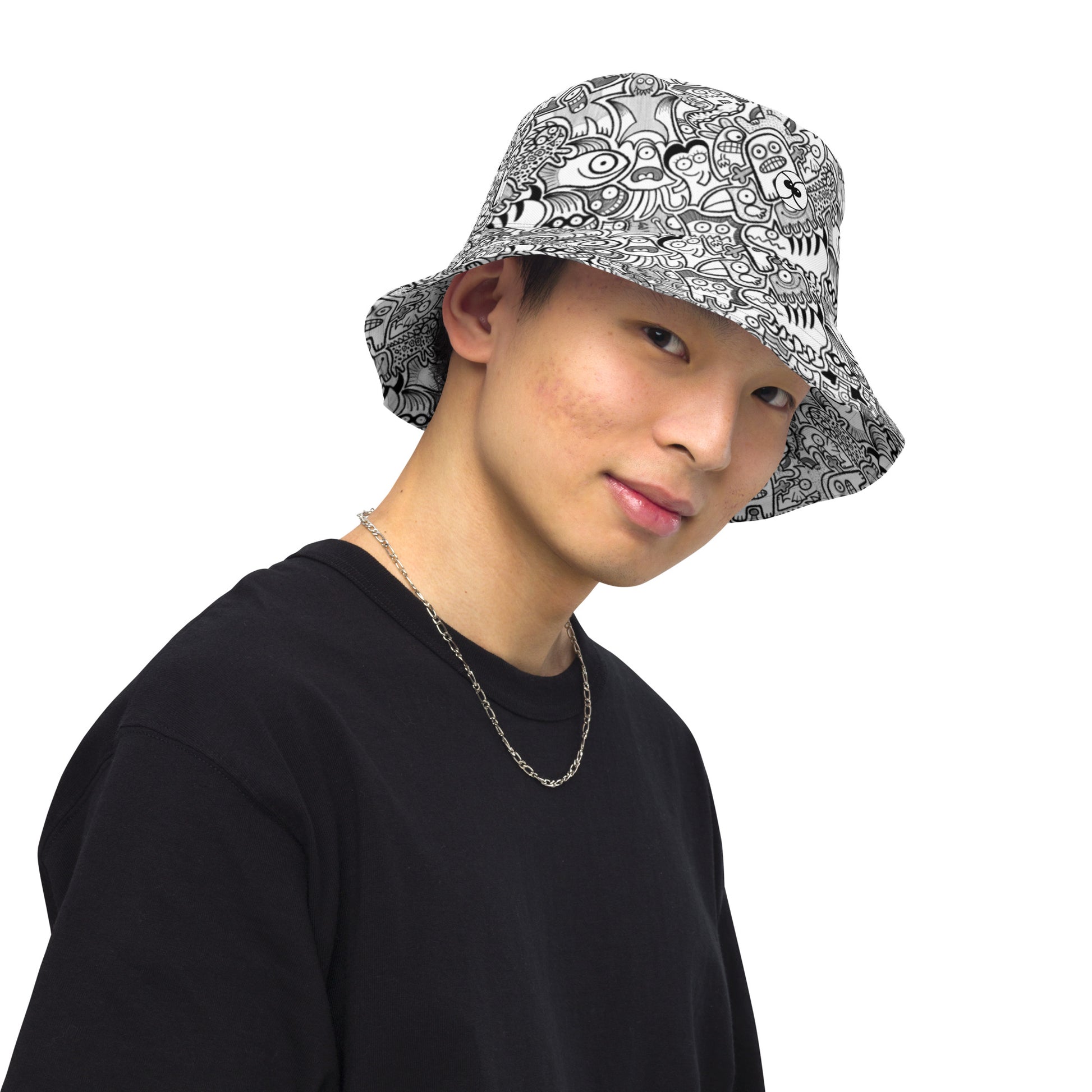 Fill your world with cool doodles Reversible bucket hat. Lifestyle
