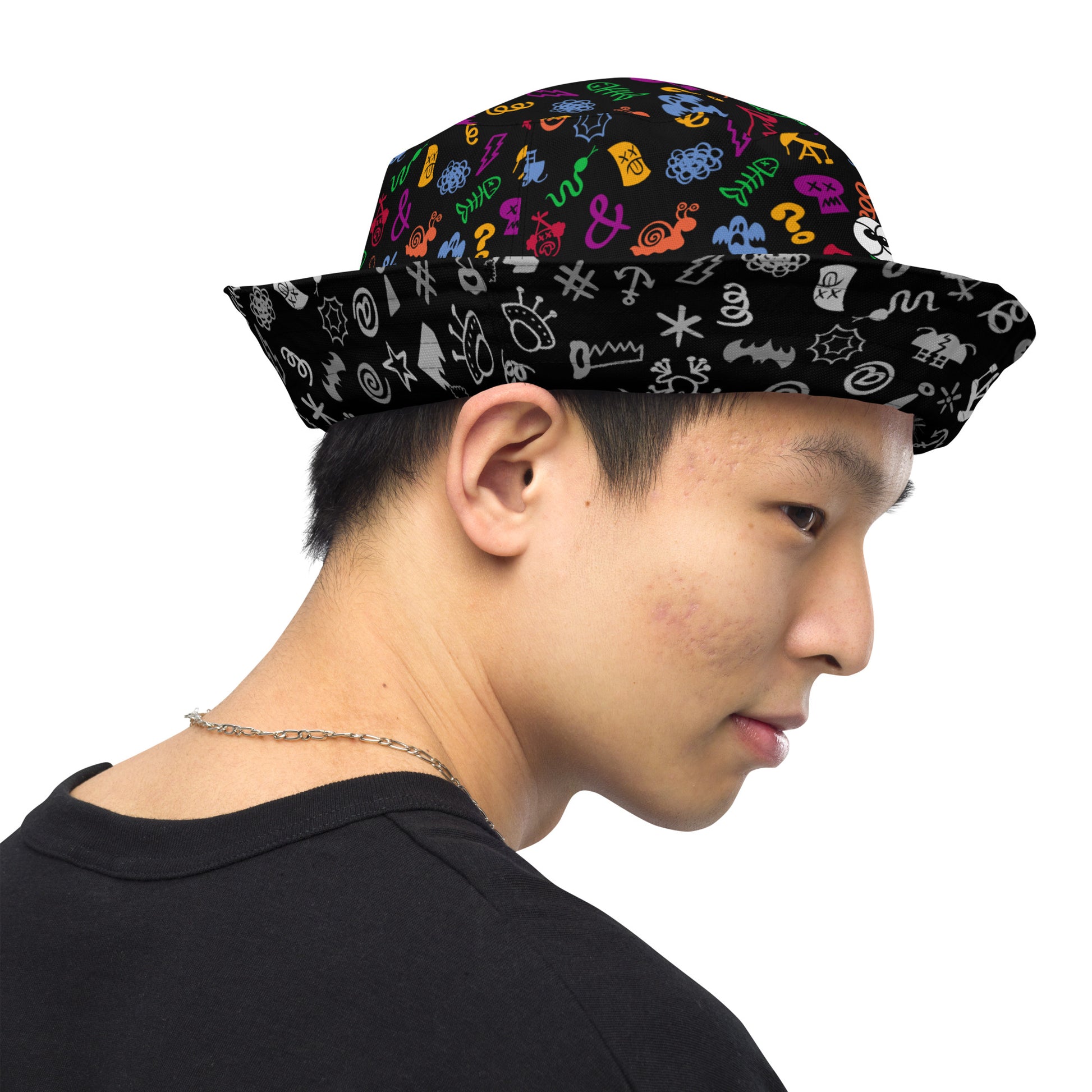 Wear this Reversible bucket hat, swear with confidence, keep your smile. Side view