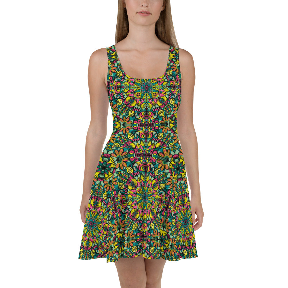 Exploring Jungle Oddities: Inspiration from the Fascinating Wildflowers of the Tropics. Skater Dress. Front view