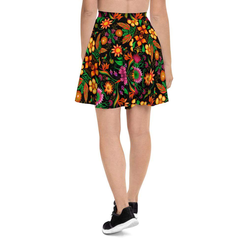 Wild flowers in a luxuriant jungle Skater Skirt-Skater skirts