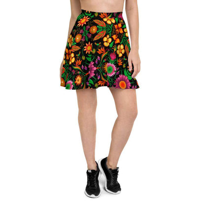 Wild flowers in a luxuriant jungle Skater Skirt-Skater skirts