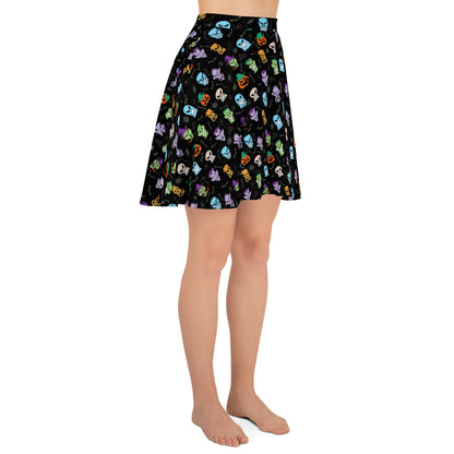 Scary Halloween faces Skater Skirt. Side view
