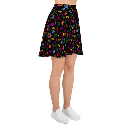 Wear this graphic bad words Skater Skirt, swear with confidence, keep your smile. Side view