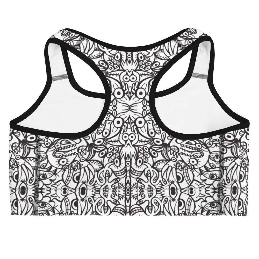 Brush style doodle critters Sports bra-Sports bras