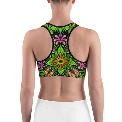 Magical garden full of flowers and insects Sports bra-Sports bras