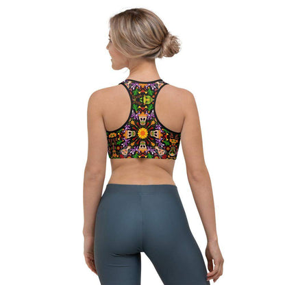 Mexican skulls celebrating the Day of the dead Sports bra-Sports bras