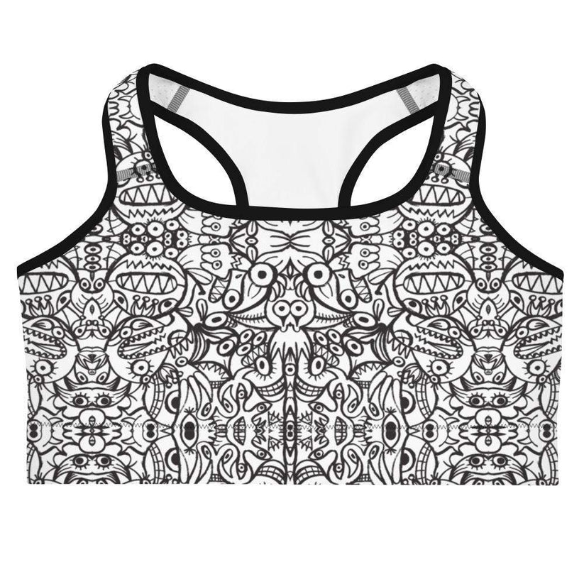 Multicolor Native Aztec Doodle Striped Sports Bra