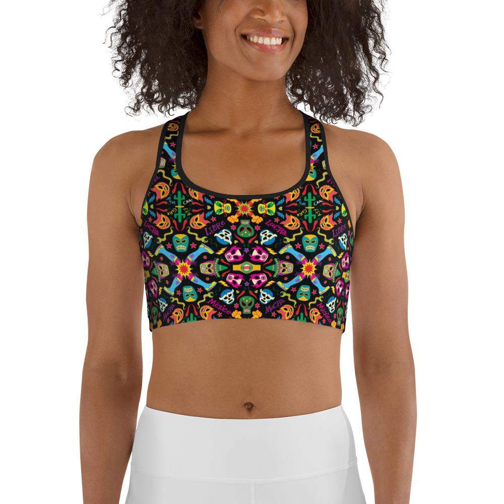Mexican wrestling colorful party Sports bra-Sports bras