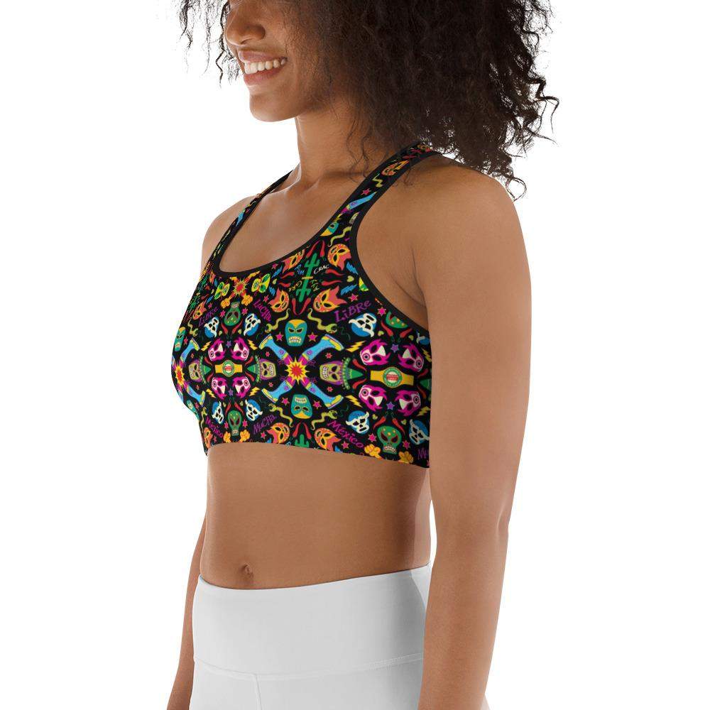 Mexican wrestling colorful party Sports bra-Sports bras